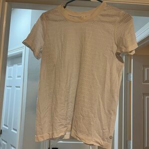 Women's white mesh workout top Cutout